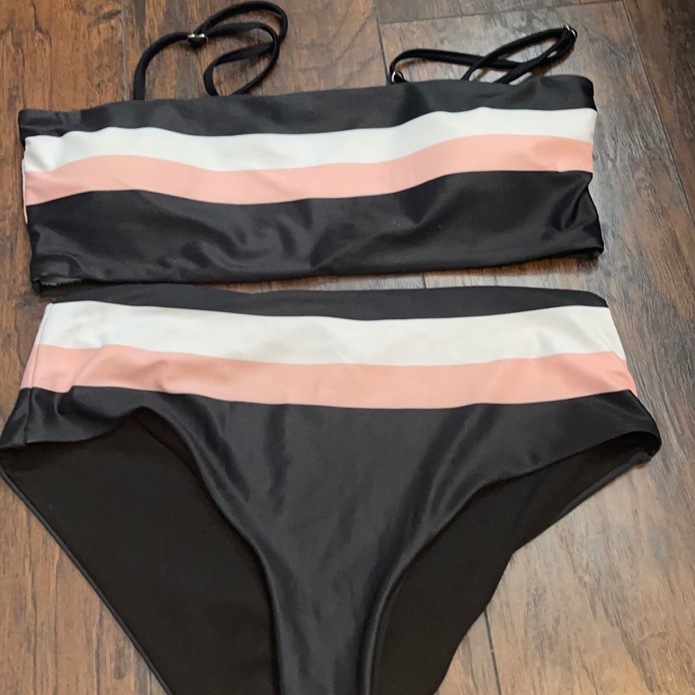 High Waisted Colorblock Bikini
